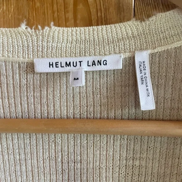 Helmut Lang wool black distressed frayed edge cardigan - Picture 5 of 7